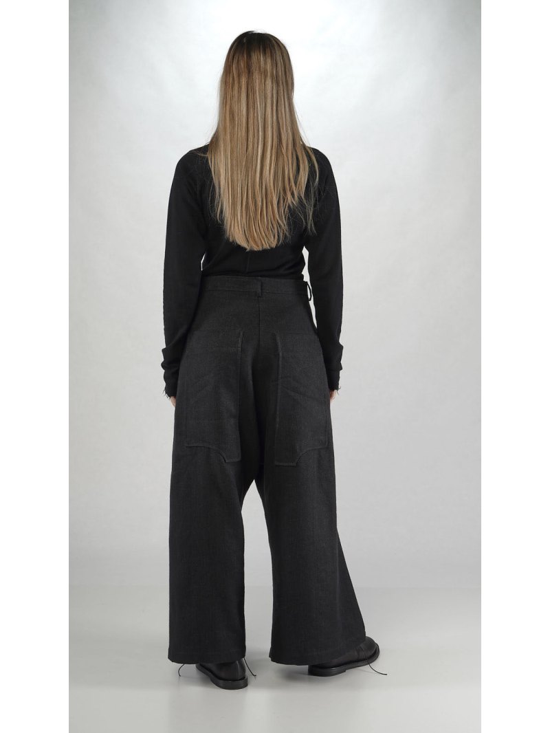 Rundholz - Ausgestellte Leinenwoll Hose mit Kellerfalten - 2251260108