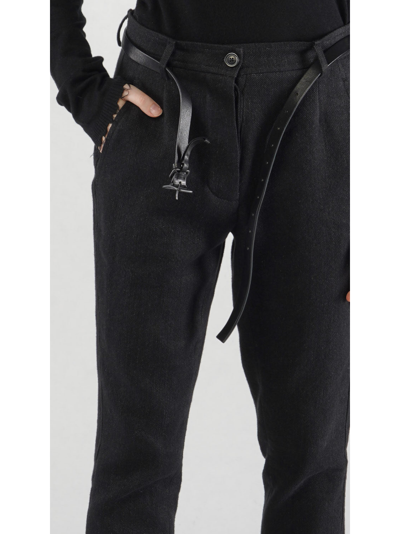 Rundholz - Gerade schmale Leinenwoll Hose - 2251260109