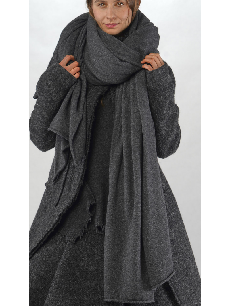 Rundholz - Kaschmir Strickschal mit Offener Schnittkante - 2251367709