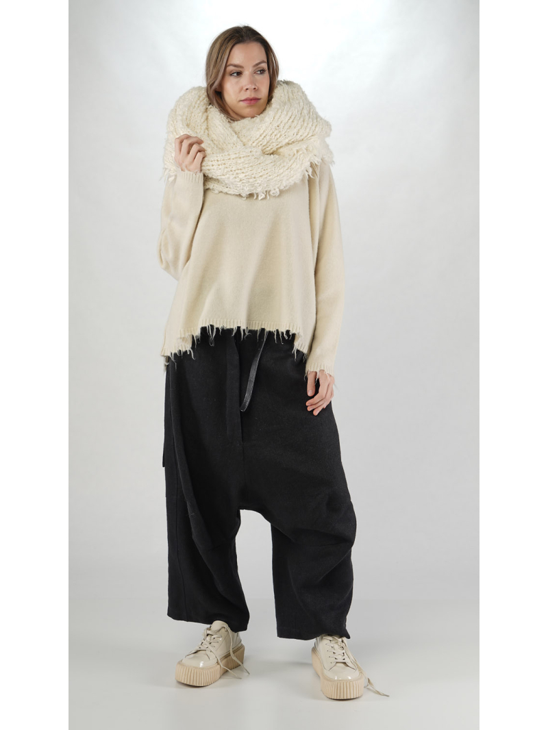 Rundholz - Rundholz oversize knitted alpaca scarf with fringes - 2251387706