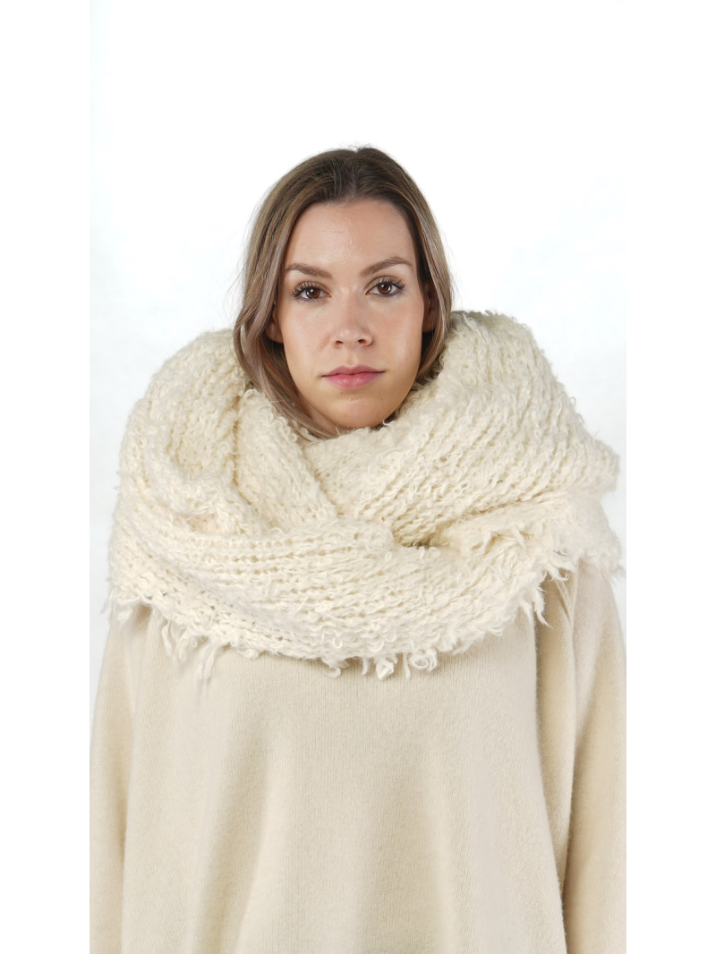 Rundholz - Rundholz oversize knitted alpaca scarf with fringes - 2251387706