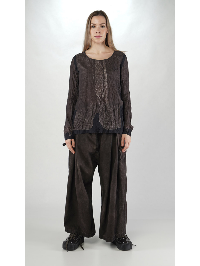 Rundholz - Cupro Shirt mit Platziertem Digital Druck - 2251470503