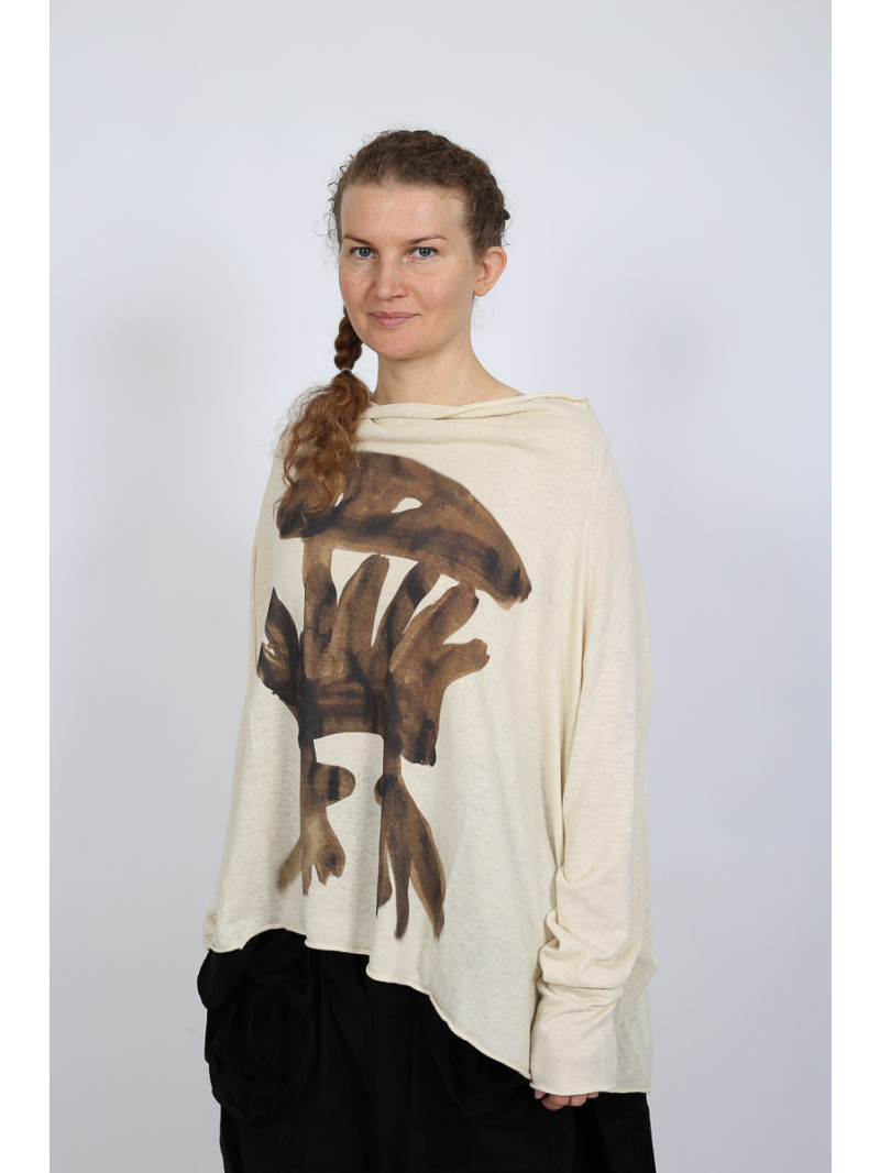 Rundholz - Rundholz Pullover aus Hanf und Baumwolle mit Streifenapplikation - 2251740702