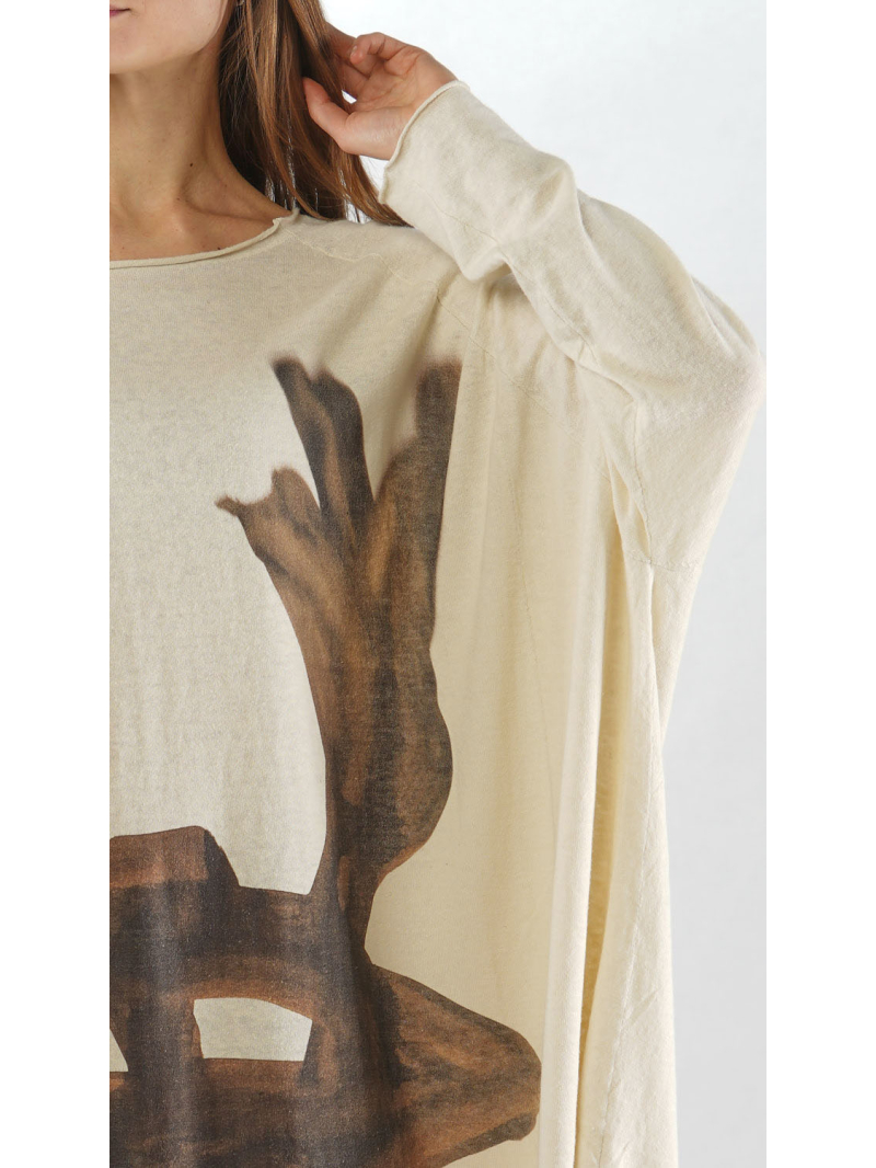 Rundholz - Gerade weite Baumwoll Hanf mix Stricktunika - 2251747004