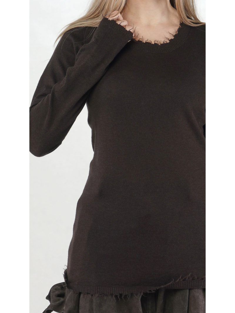 Rundholz - Schmaler Leinen Woll Pullover - 2251840701