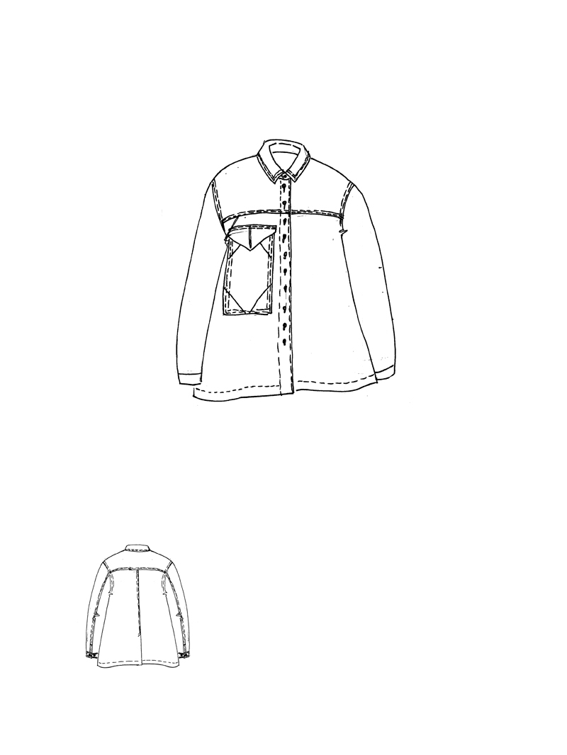 Rundholz DIP - Bicolor Denim Bluse mit Pattentasche - 2252030414