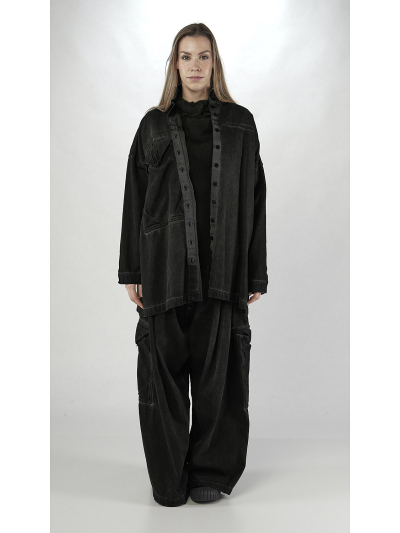 Rundholz DIP - Bicolor Denim Bluse mit Pattentasche - 2252030414