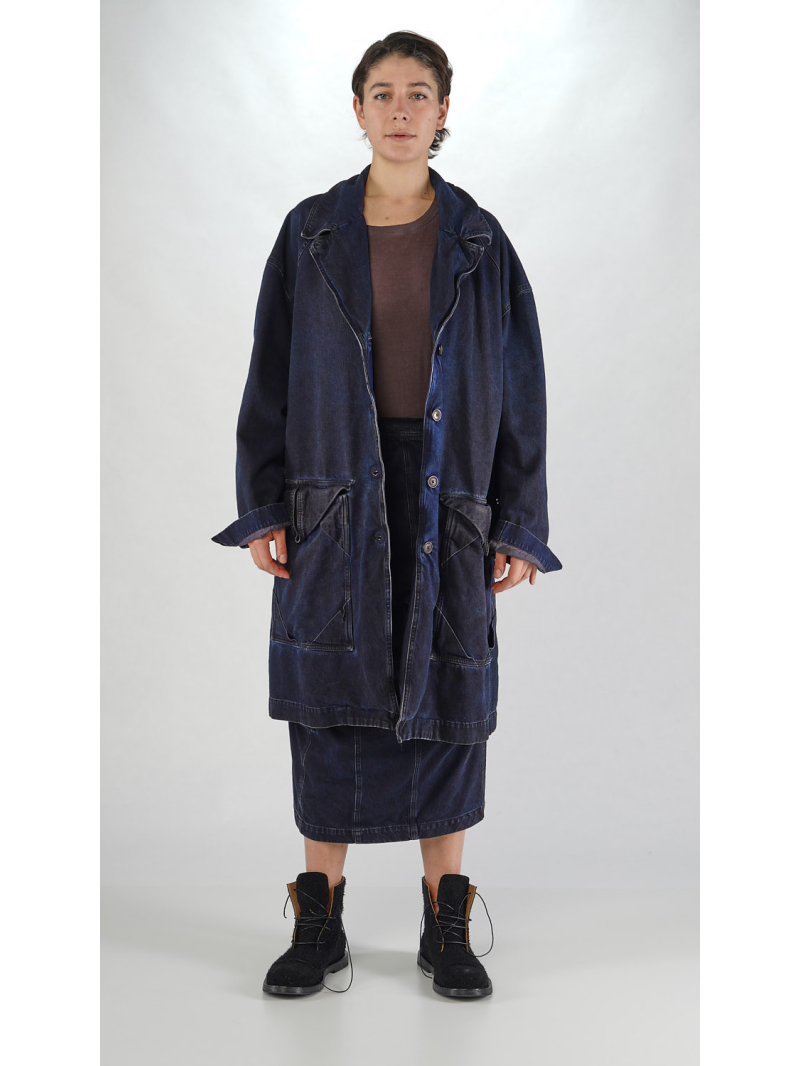 Rundholz DIP - Bicolor Denim-mantel mit Reverskragen - 2252031215