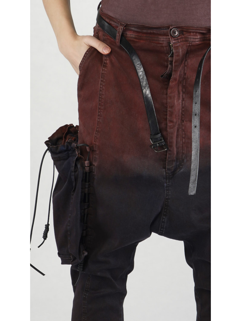 Rundholz DIP - Bicolor Stretch Denim Hose mit Lederband Befestigten Taschen - 2252060102