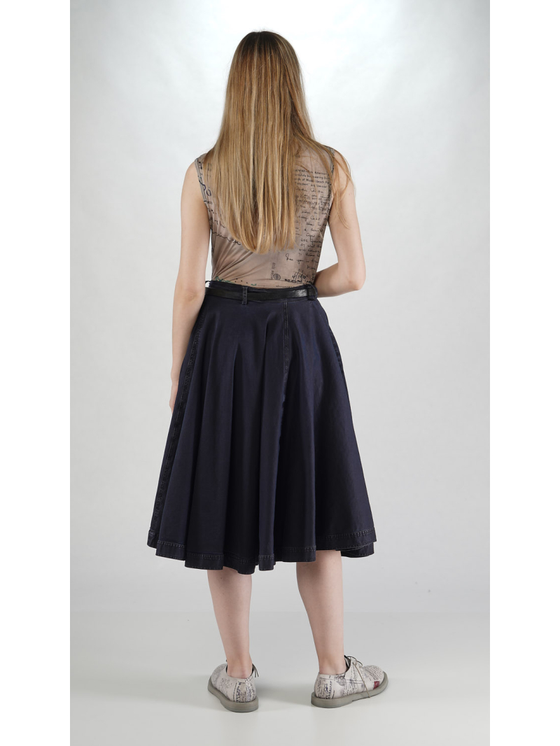 Rundholz DIP - Ausgestellter Bicolor Stretch Denim Rock - 2252060315