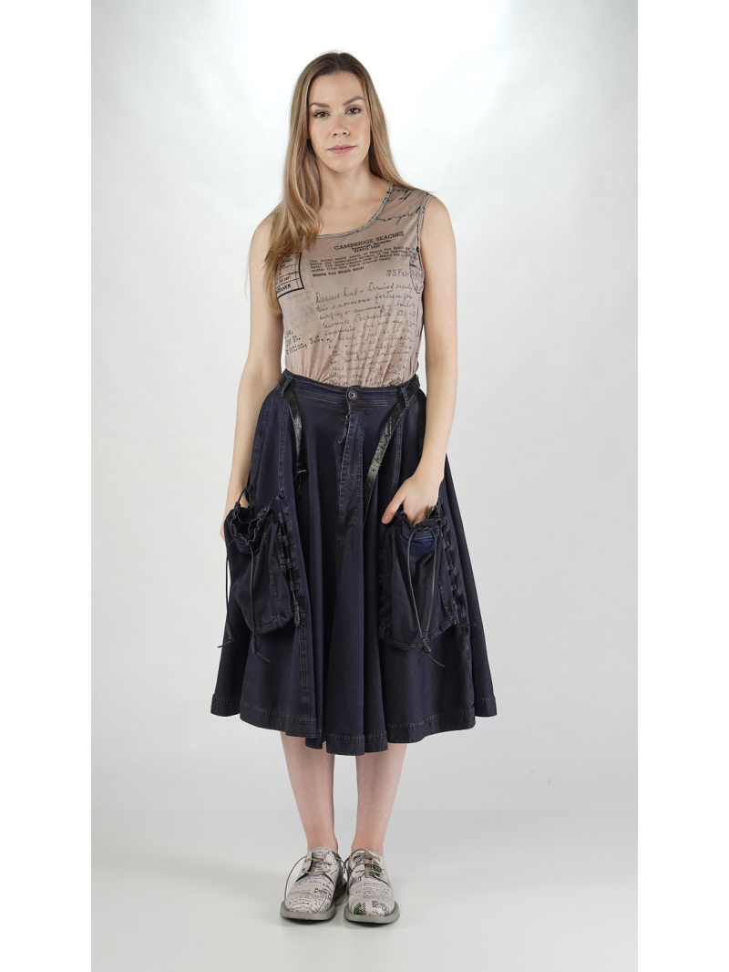 Rundholz DIP - Ausgestellter Bicolor Stretch Denim Rock - 2252060315