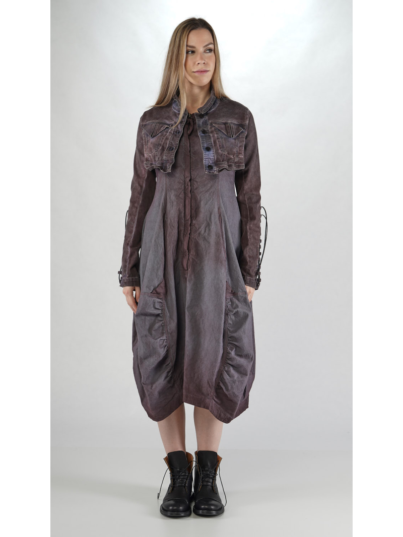 Rundholz DIP - Taillierte Handbemalte Baumwolljacke mit Lederschnürung - 2252061106