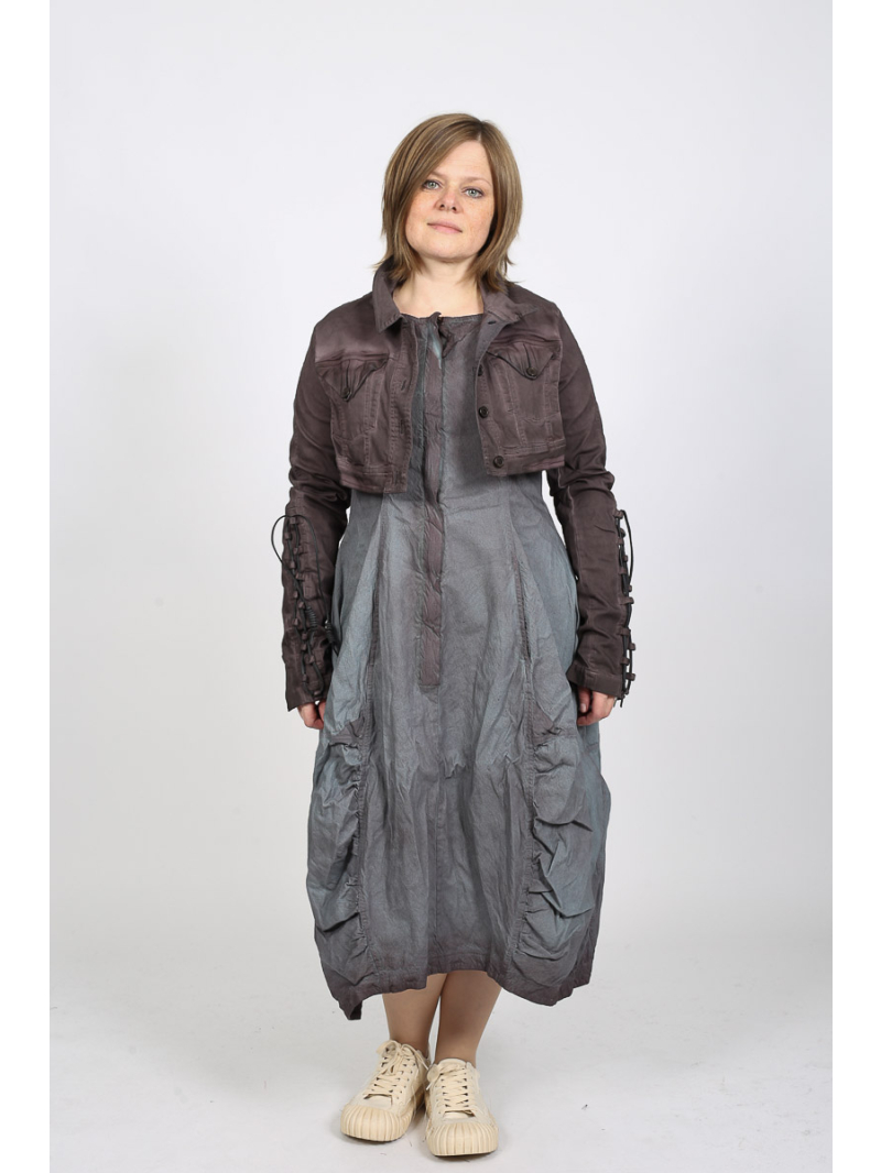 Rundholz DIP - Taillierte Handbemalte Baumwolljacke mit Lederschnürung - 2252061106