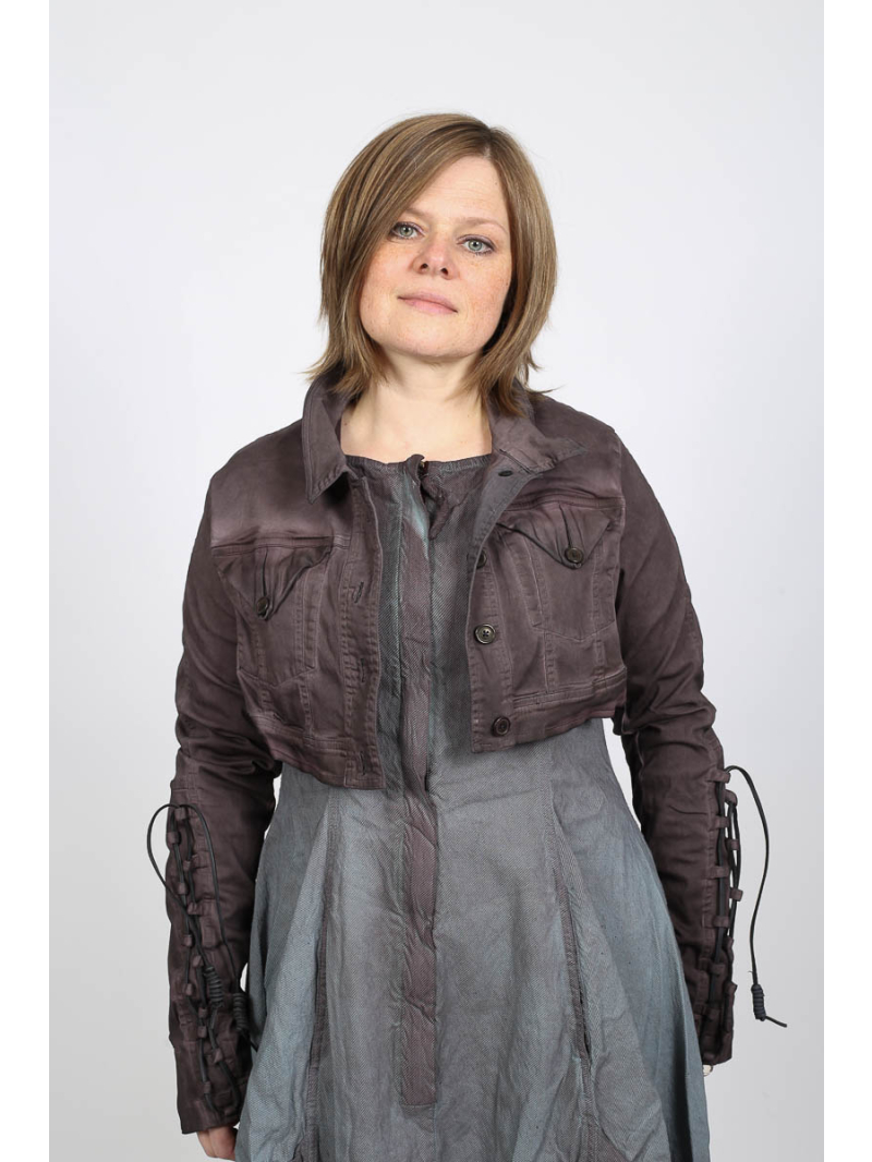 Rundholz DIP - Taillierte Handbemalte Baumwolljacke mit Lederschnürung - 2252061106