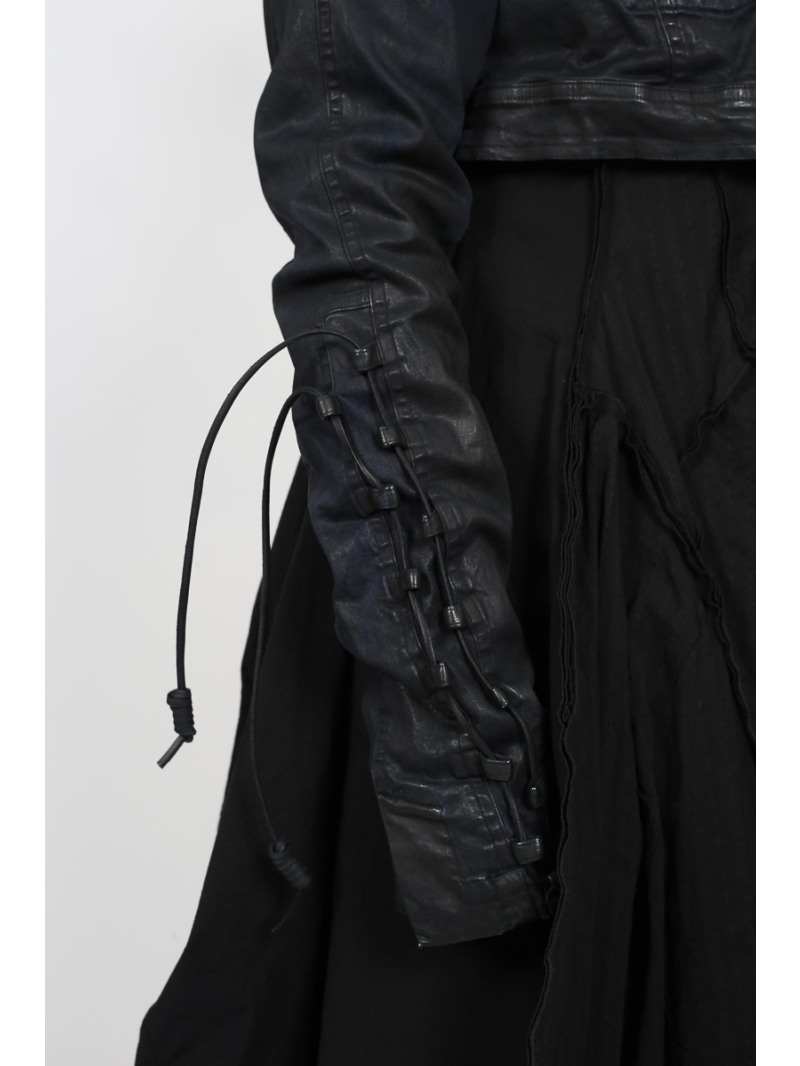 Rundholz DIP - Tailored cotton jacket with leather lacing and shirt collar - 2252061116