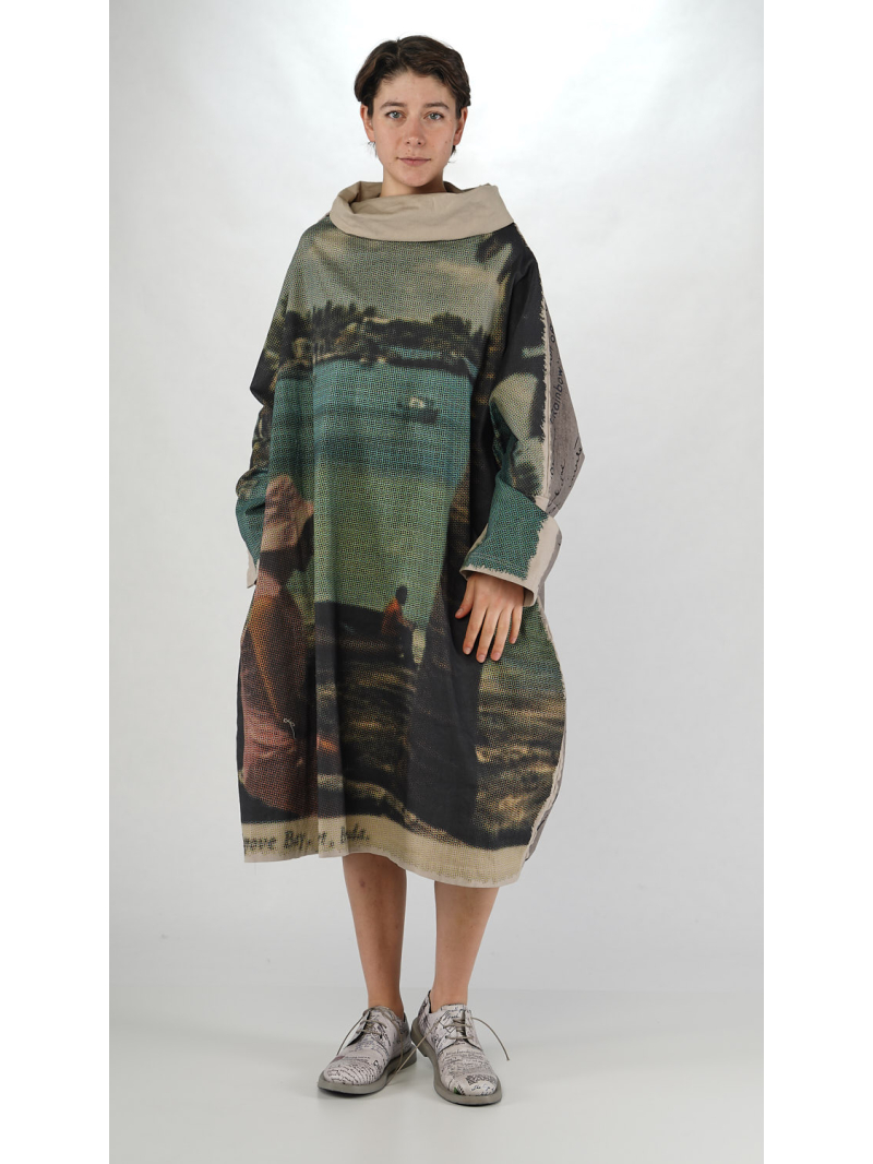 Rundholz DIP - Elegantes Baumwollkleid mit digitalem Druck für Damen - 2252110911