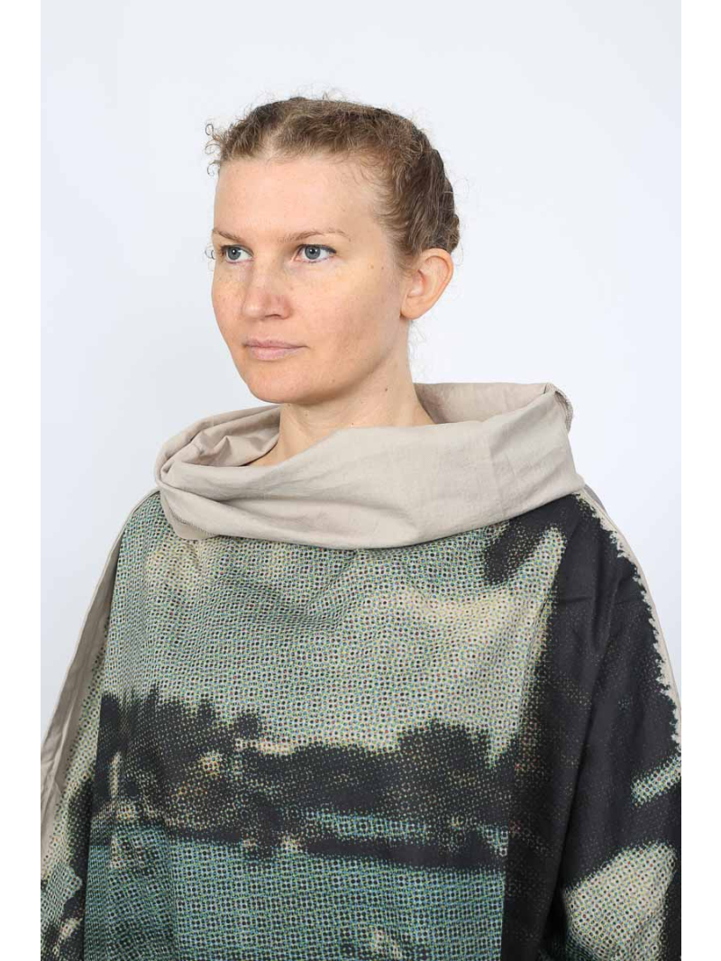 Rundholz DIP - Elegantes Baumwollkleid mit digitalem Druck für Damen - 2252110911