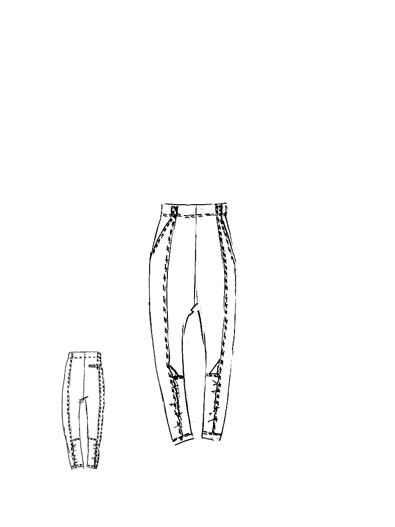 Rundholz DIP - Tulpenförmige Bicolor Baumwoll Twill Hose - 2252120113