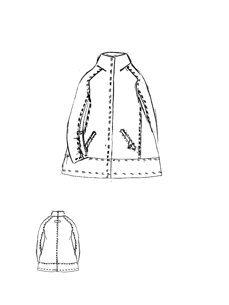 Rundholz DIP - A-förmige Bicolor Baumwoll Twill Jacke - 2252121118