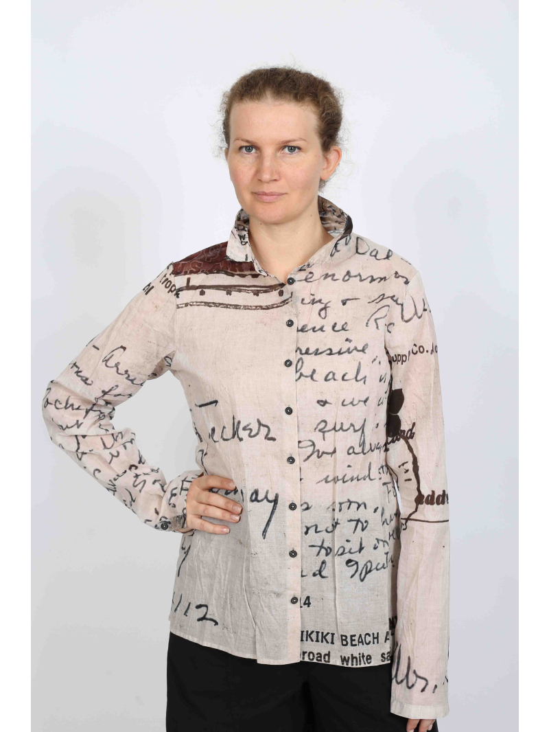 Rundholz DIP - Baumwollbluse mit Hemdblusenkragen und Schlitz - 2252170401