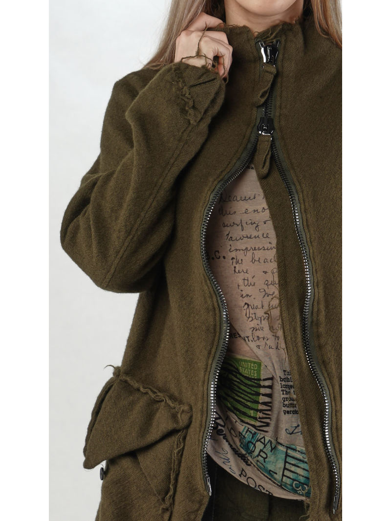 Rundholz DIP - Schmaler Woll Mantel - 2252211205