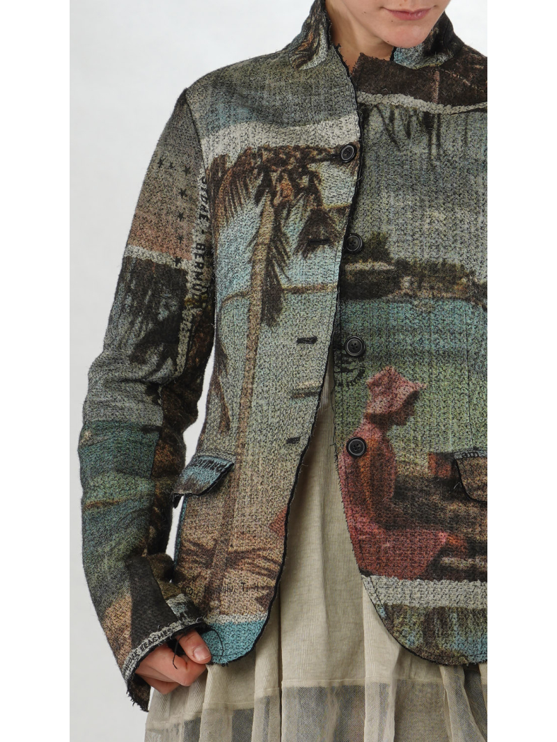 Rundholz DIP - Taillierte Needle Punch Jacke mit Allover Druck - 2252281102