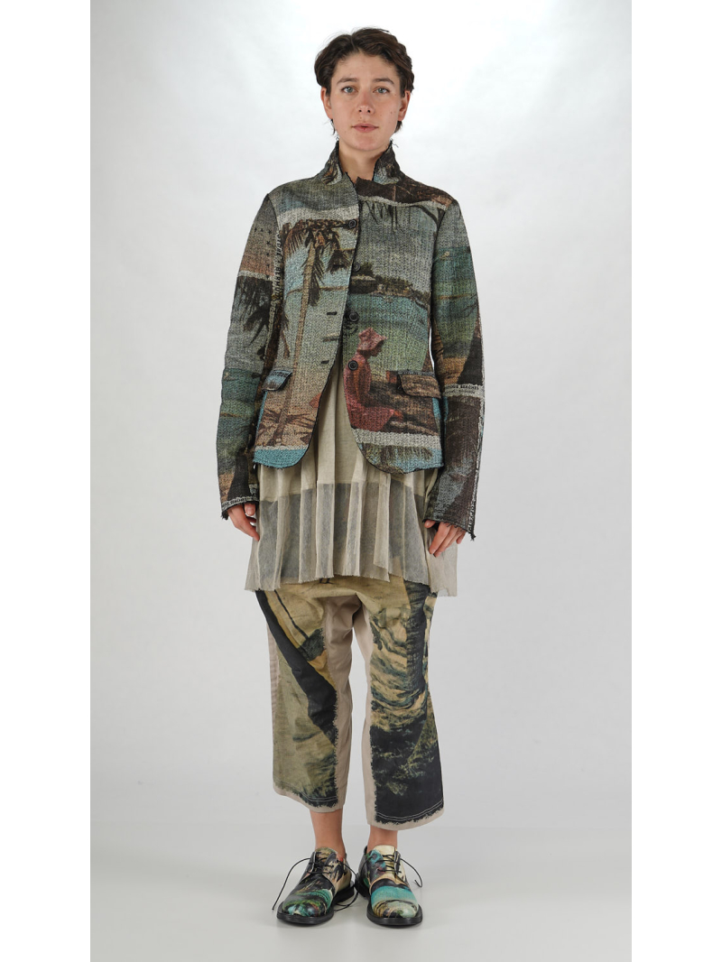 Rundholz DIP - Taillierte Needle Punch Jacke mit Allover Druck - 2252281102