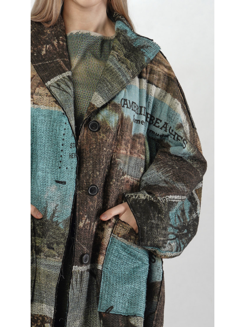 Rundholz DIP - Ballonförmiger Needle Punch Mantel mit Allover Druck - 2252281203