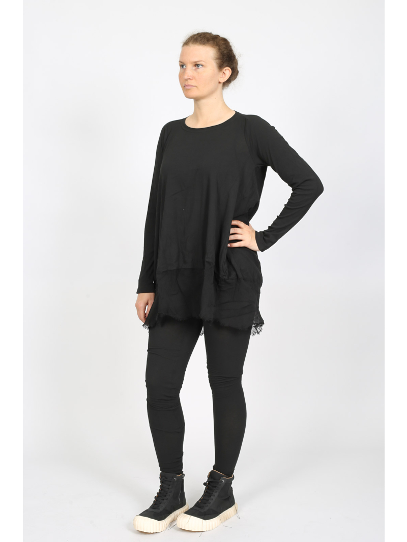 Rundholz DIP - Ausgestelltes Baumwoll-T-Shirt mit Mesh-Kante - 2252340505