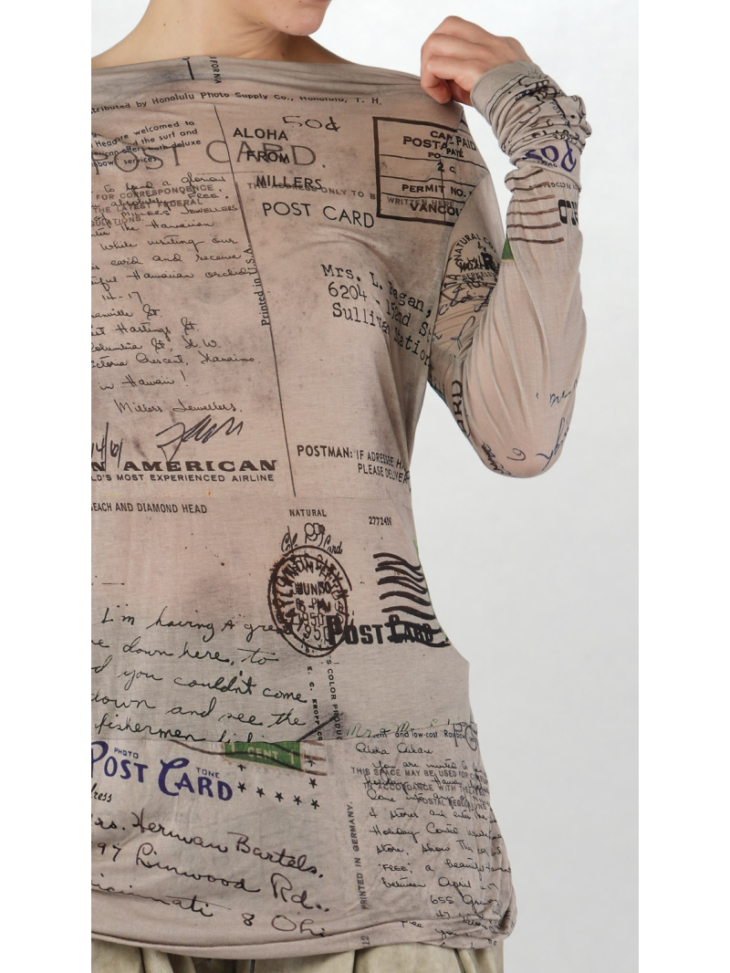 Rundholz DIP - Schmales Lyocell Seiden Jersey Shirt mit Allover Druck - 2252420503