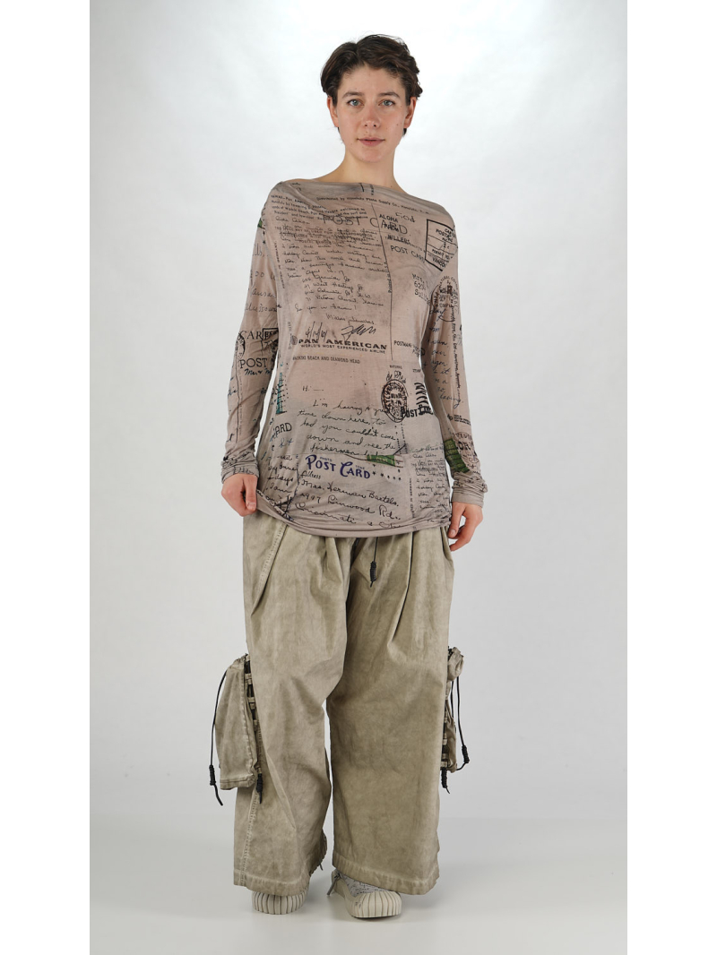 Rundholz DIP - Schmales Lyocell Seiden Jersey Shirt mit Allover Druck - 2252420503