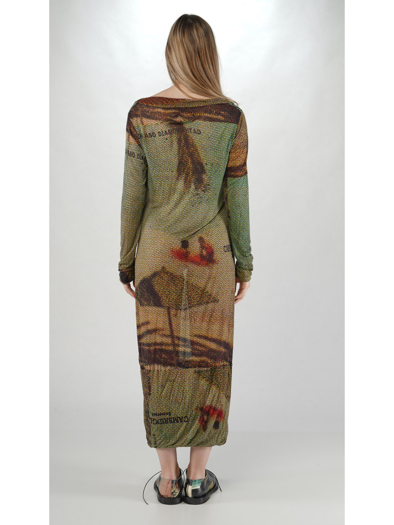 Rundholz DIP - Langärmeliges Lyocell Seiden Jersey Kleid mit Allover Druck - 2252420905