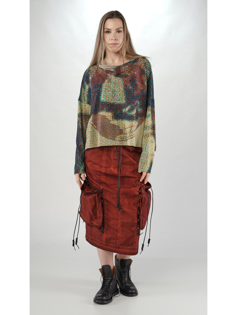 Rundholz DIP - Baumwoll Leinen Pullover mit Allover Druck - 2252450702