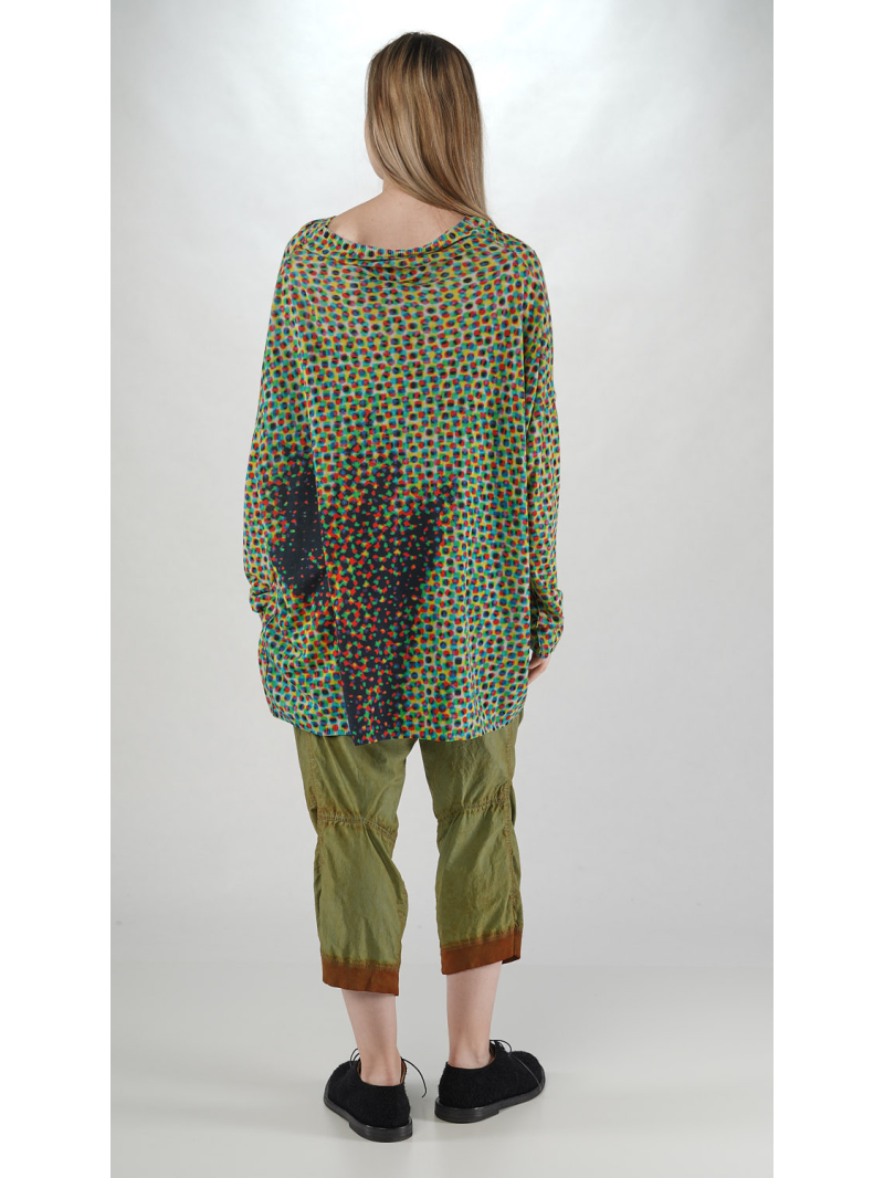 Rundholz DIP - Baumwoll Leinen Stricktunika mit Allover Druck - 2252457003