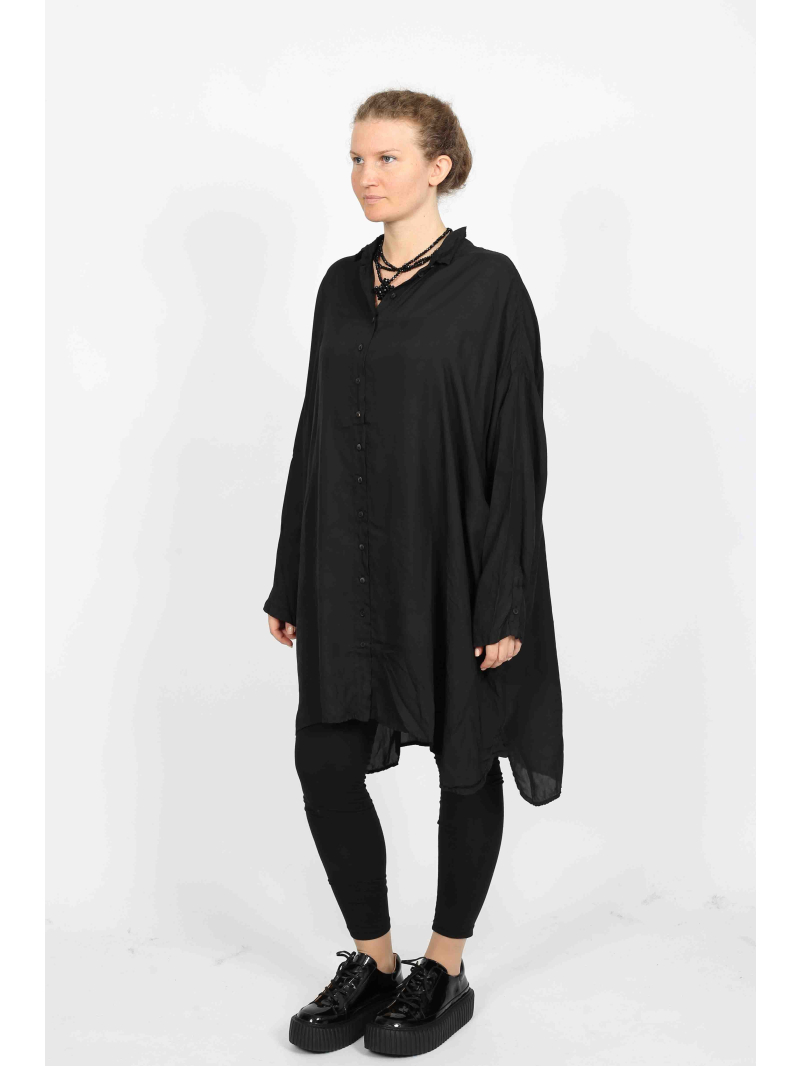 Rundholz DIP - Oversize Cupro Kleid mit Hemdblusenkragen und Falten - 2252470903