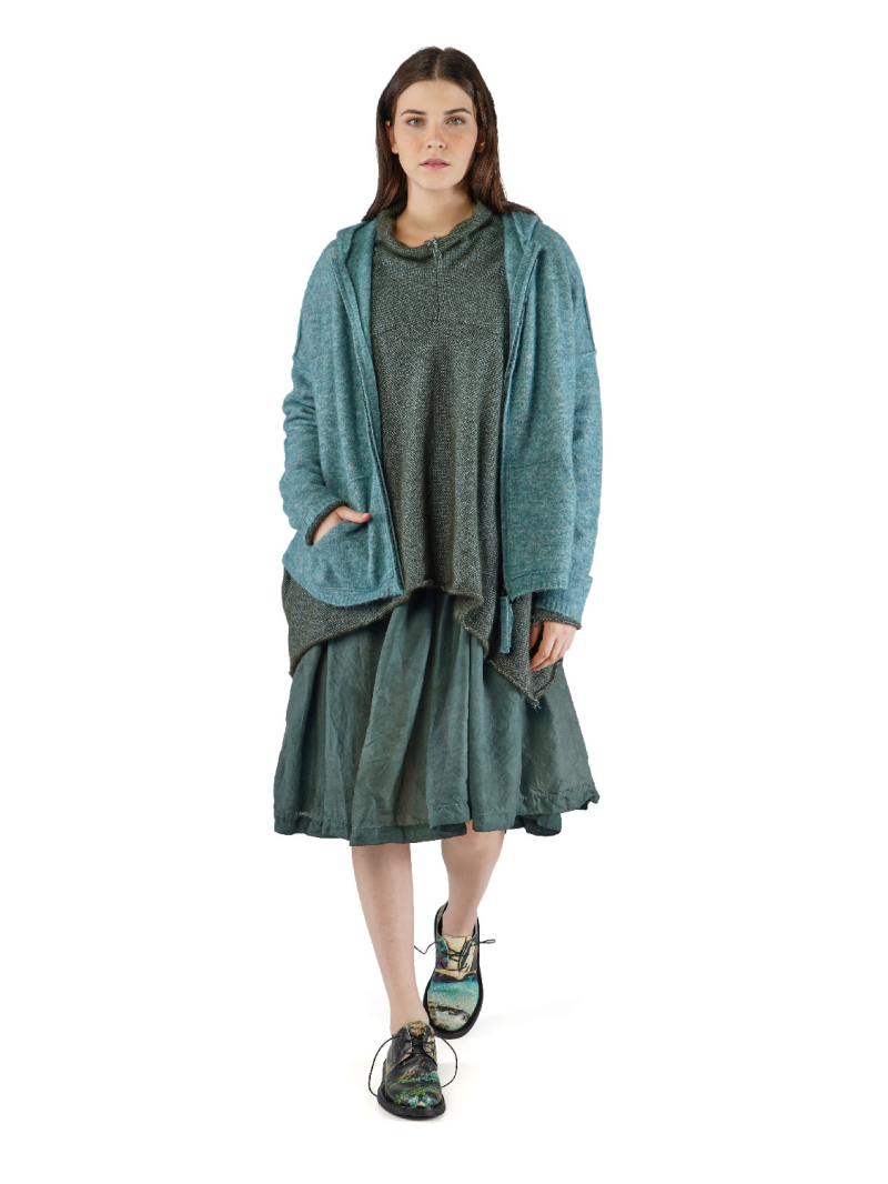 Rundholz DIP - Oversize Cupro Kleid mit Kräuselpartie und Ausgestellt Saum - 2252470904
