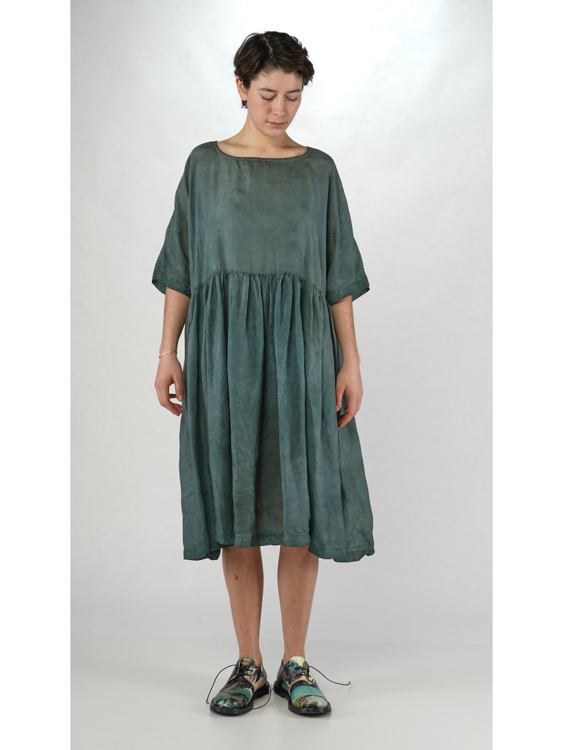 Rundholz DIP - Oversize Cupro Kleid mit Kräuselpartie und Ausgestellt Saum - 2252470904