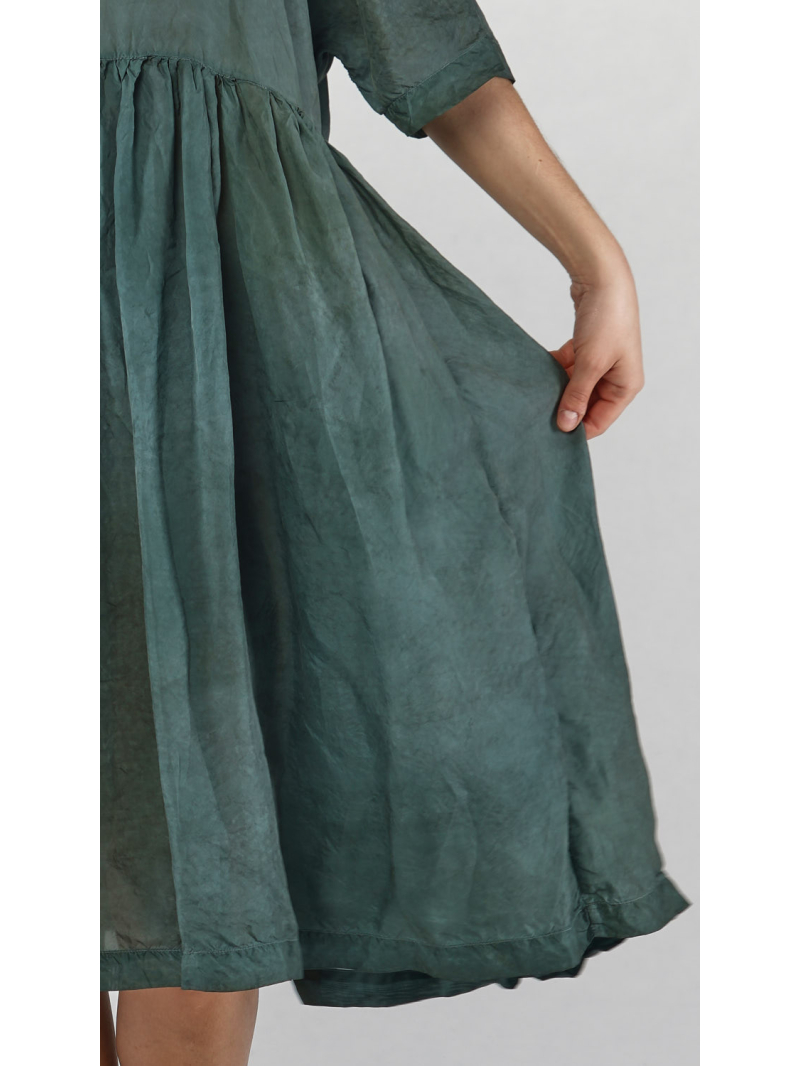 Rundholz DIP - Oversize Cupro Kleid mit Kräuselpartie und Ausgestellt Saum - 2252470904