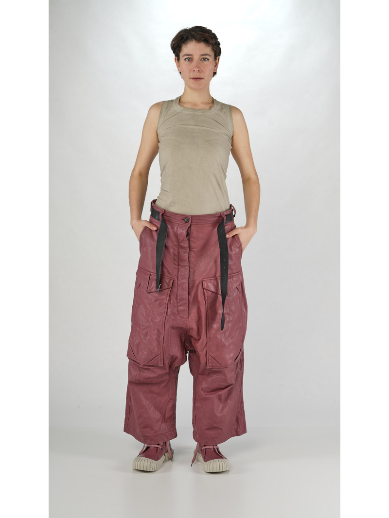 Rundholz DIP - Gerade weite Lammleder Hose - 2252480101