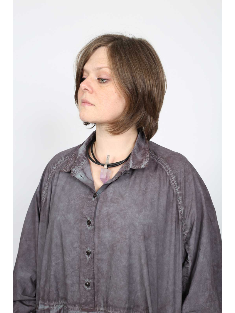 Rundholz DIP - Oversize Baumwollkleid mit Kellerfalten und Hemdkragen - 2252530903