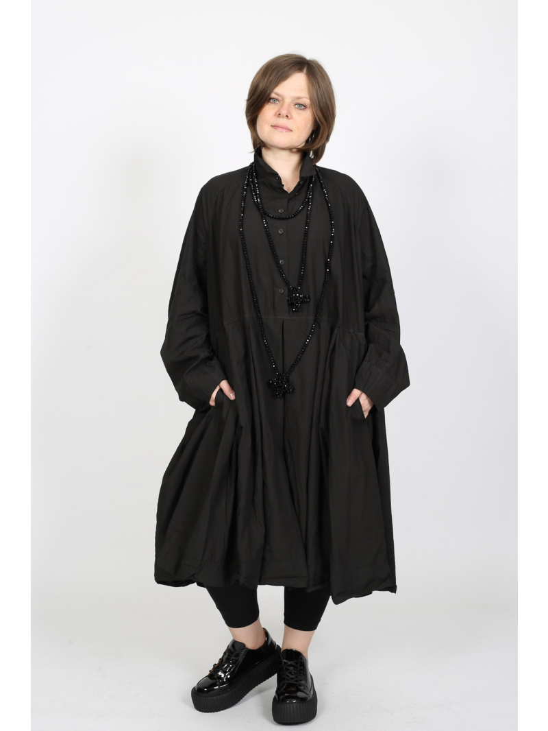 Rundholz DIP - Oversize Baumwollkleid mit Kellerfalten und Hemdkragen - 2252530903