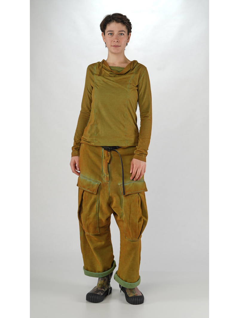 Rundholz DIP - Langärmeliges Bicolor Crepe Jersey Shirt - 2252560501