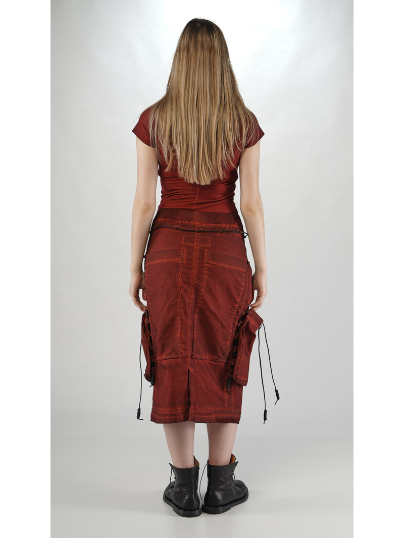 Rundholz DIP - Bananenförmige Rock mit Lederband und Steppdetails - 2252600312