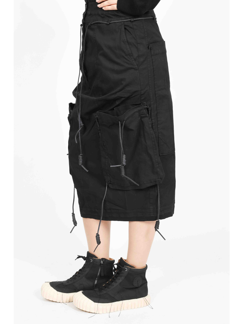 Rundholz DIP - Bananenförmige Rock mit Lederband und Steppdetails - 2252600312