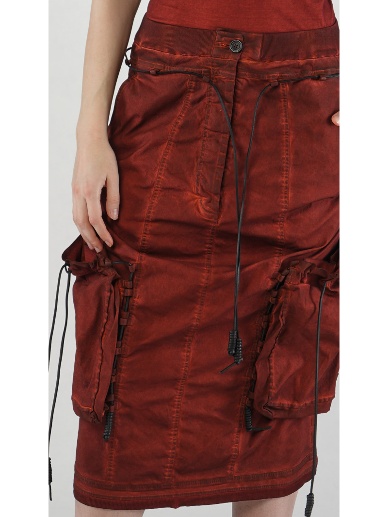 Rundholz DIP - Bananenförmige Rock mit Lederband und Steppdetails - 2252600312