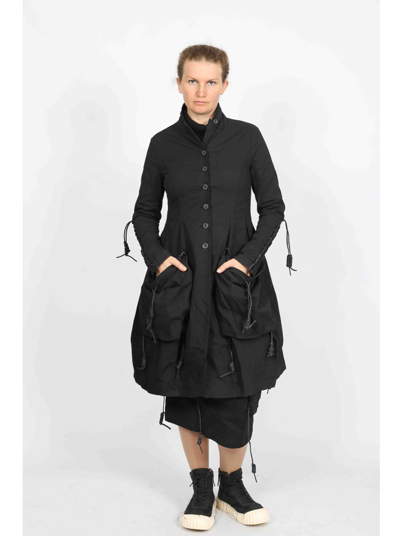 Rundholz DIP - flared cotton coat with leather lacing - 2252601208