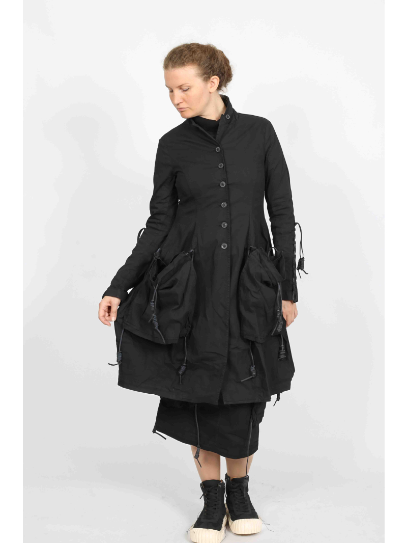 Rundholz DIP - flared cotton coat with leather lacing - 2252601208