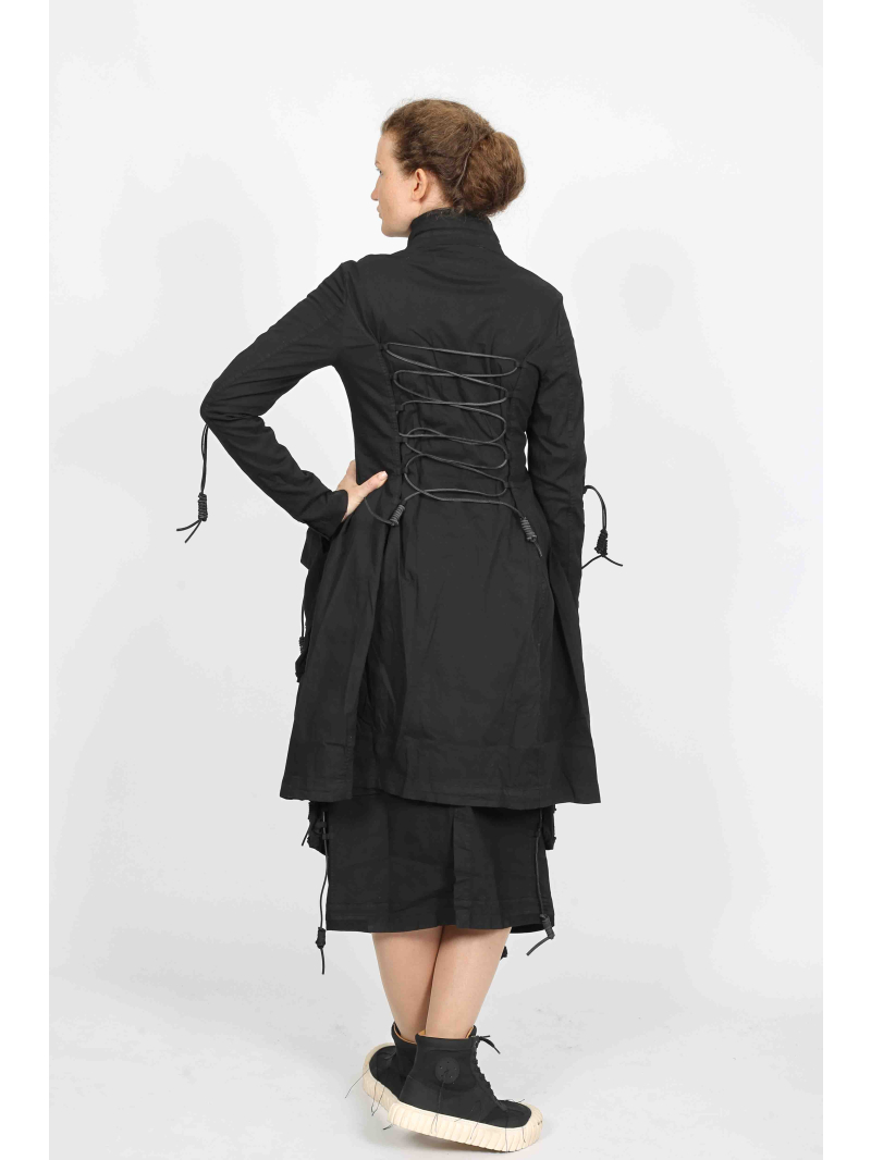 Rundholz DIP - flared cotton coat with leather lacing - 2252601208