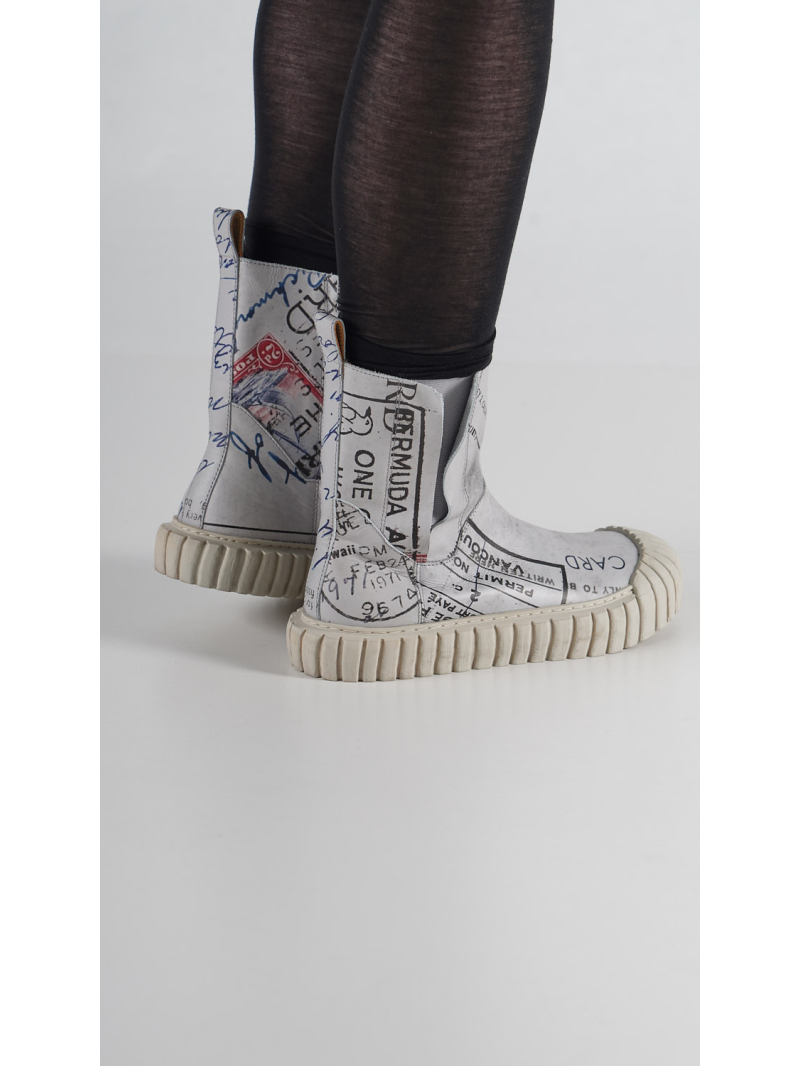 Rundholz DIP - Leder Chelsea Boots mit Allover Druck - 2252985251