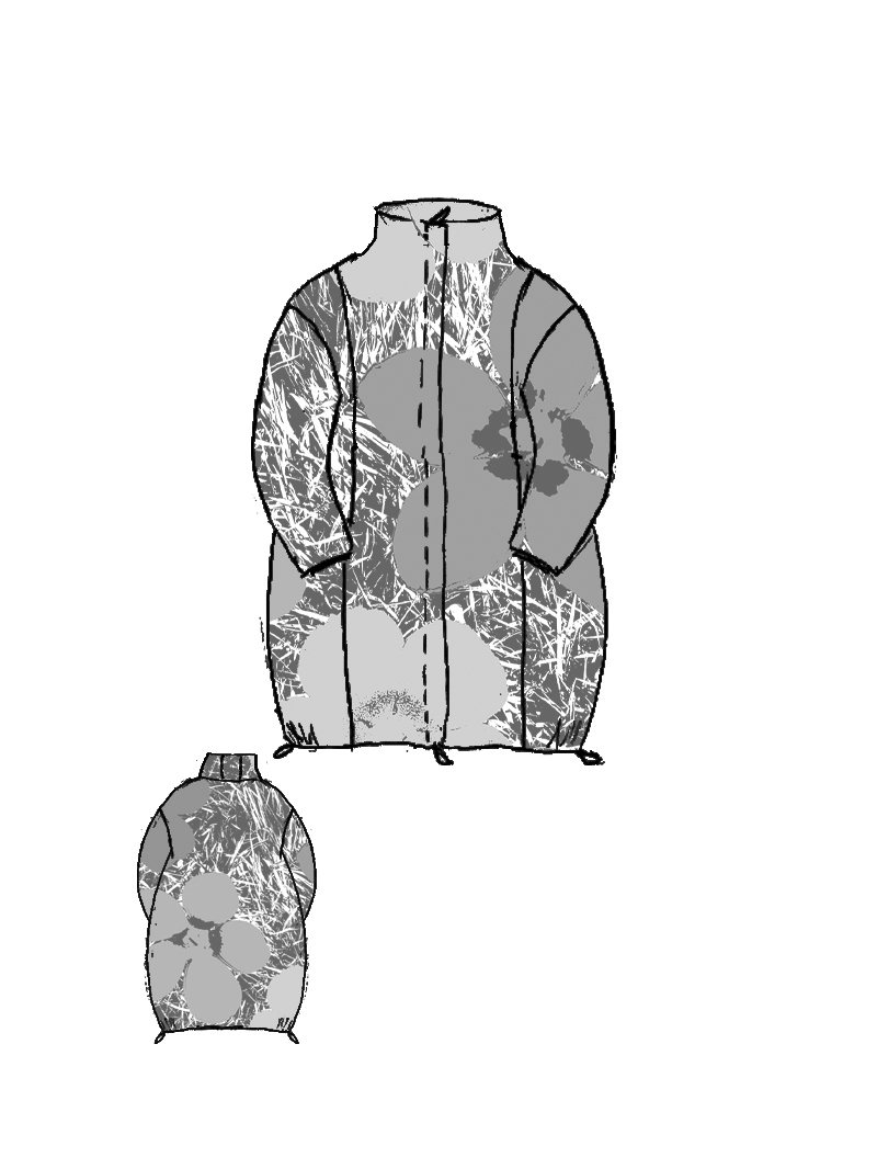 Rundholz Black Label - Oversize Daunen Mantel mit Allover Druck - 2253211212